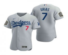 Wholesale Cheap Men\'s Los Angeles Dodgers #7 Julio Urias Gray 2020 World Series Authentic Flex Nike Jersey