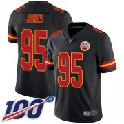 Wholesale Cheap Nike Chiefs #95 Chris Jones Black Men's Stitched NFL Limited Rush 100th Season Jersey