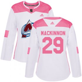 Wholesale Cheap Adidas Avalanche #29 Nathan MacKinnon White/Pink Authentic Fashion Women\'s Stitched NHL Jersey