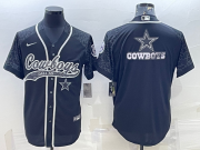 Wholesale Cheap Men's Dallas Cowboys Black Reflective Team Big Logo With Patch Cool Base Stitched Baseball Jersey