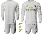 Wholesale Cheap Real Madrid Blank Home Long Sleeves Kid Soccer Club Jersey