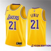 Wholesale Cheap Men's Los Angeles Lakers #21 Maxwell Lewis Yellow 2023 Draft Icon Edition Stitched Basketball Jersey