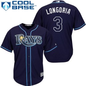 Wholesale Cheap Rays #3 Evan Longoria Dark Blue Stitched Youth MLB Jersey