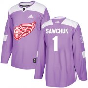 Wholesale Cheap Adidas Red Wings #1 Terry Sawchuk Purple Authentic Fights Cancer Stitched NHL Jersey