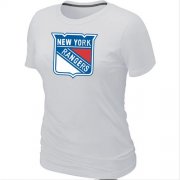 Wholesale Cheap Women's New York Rangers Big & Tall Logo White NHL T-Shirt