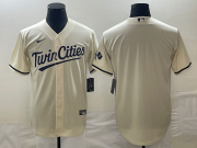 Cheap Men's Minnesota Twins Blank Cream Cool Base Stitched Baseball Jersey