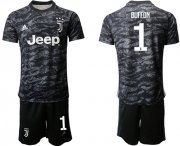 Wholesale Cheap Juventus #1 Buffon Black Goalkeeper Soccer Club Jersey
