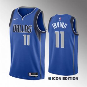 Wholesale Cheap Men\'s Dallas Mavericks #11 Kyrie Irving Blue Icon Edition Stitched Basketball Jersey