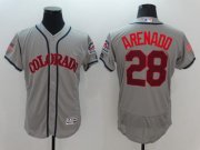 Wholesale Cheap Rockies #28 Nolan Arenado Grey Fashion Stars & Stripes Flexbase Authentic Stitched MLB Jersey