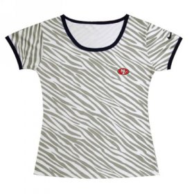 Wholesale Cheap Women\'s Nike San Francisco 49ers Chest Embroidered Logo Zebra Stripes T-Shirt