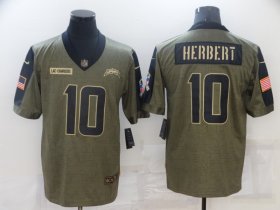 Wholesale Cheap Men\'s Los Angeles Chargers #10 Justin Herbert Nike Olive 2021 Salute To Service Limited Player Jersey