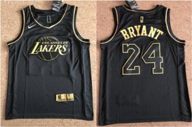 Wholesale Cheap Lakers 24 Kobe Bryant Black Gold Nike Swingman Jersey