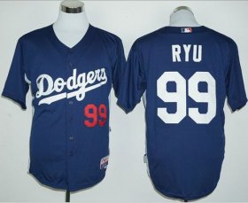 Wholesale Cheap Dodgers #99 Hyun-Jin Ryu Navy Blue Cooperstown Stitched MLB Jersey