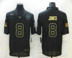 Wholesale Cheap Men\'s New York Giants #8 Daniel Jones Black 2020 Salute To Service Stitched NFL Nike Limited Jersey