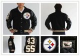 Wholesale Cheap Mitchell And Ness NFL Pittsburgh Steelers #43 Troy Polamalu Authentic Wool Jacket