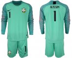 Wholesale Cheap Brazil #1 Alisson Green Goalkeeper Long Sleeves Soccer Country Jersey