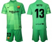 Wholesale Cheap Men 2021-2022 Club Barcelona green goalkeeper 13 Soccer Jersey