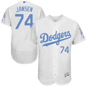 Wholesale Cheap Dodgers #74 Kenley Jansen White Flexbase Authentic Collection Father\'s Day Stitched MLB Jersey