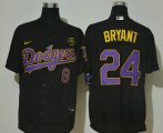 Wholesale Cheap Men's Los Angeles Dodgers #24 Kobe Bryant Black With Purple Name KB Patch Stitched MLB Cool Base Nike Jersey
