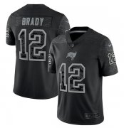 Wholesale Cheap Men's Tampa Bay Buccaneers #12 Tom Brady Black Reflective Limited Stitched Jersey