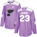 Wholesale Cheap Adidas Blues #23 Dmitrij Jaskin Purple Authentic Fights Cancer Stitched NHL Jersey