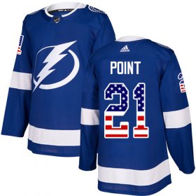 Wholesale Cheap Adidas Lightning #21 Brayden Point Blue Home Authentic USA Flag Stitched NHL Jersey