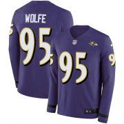 Wholesale Cheap Nike Ravens #95 Derek Wolfe Purple Team Color Men's Stitched NFL Limited Therma Long Sleeve Jersey