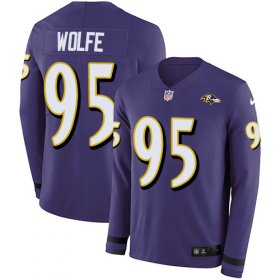 Wholesale Cheap Nike Ravens #95 Derek Wolfe Purple Team Color Men\'s Stitched NFL Limited Therma Long Sleeve Jersey