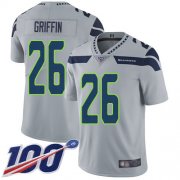 Wholesale Cheap Nike Seahawks #26 Shaquem Griffin Grey Alternate Men's Stitched NFL 100th Season Vapor Limited Jersey