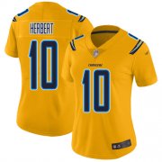 Wholesale Cheap Nike Chargers #10 Justin Herbert Gold Women's Stitched NFL Limited Inverted Legend Jersey