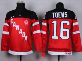 Wholesale Cheap Team Canada #16 Jonathan Toews Red 100th Anniversary Stitched Youth NHL Jersey