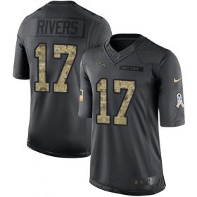 Wholesale Cheap Nike Chargers #17 Philip Rivers Black Men\'s Stitched NFL Limited 2016 Salute to Service Jersey