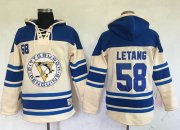 Wholesale Cheap Penguins #58 Kris Letang Cream Sawyer Hooded Sweatshirt Stitched NHL Jersey