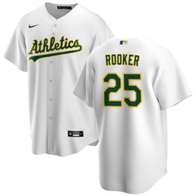 Cheap Men\'s Oakland Athletics #25 Brent Rooker White Cool Base Stitched Jersey