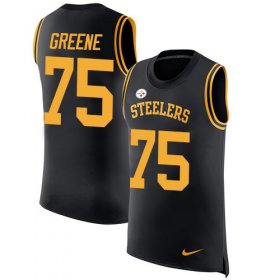Wholesale Cheap Nike Steelers #75 Joe Greene Black Team Color Men\'s Stitched NFL Limited Rush Tank Top Jersey