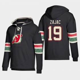Wholesale Cheap New Jersey Devils #19 Travis Zajac Black adidas Lace-Up Pullover Hoodie