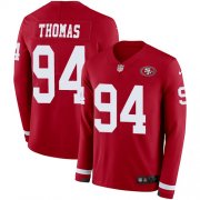 Wholesale Cheap Nike 49ers #94 Solomon Thomas Red Team Color Men's Stitched NFL Limited Therma Long Sleeve Jersey