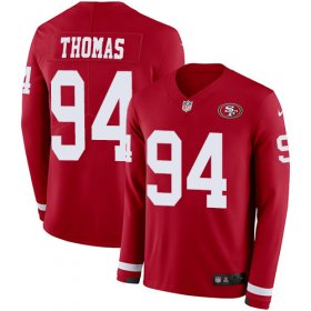 Wholesale Cheap Nike 49ers #94 Solomon Thomas Red Team Color Men\'s Stitched NFL Limited Therma Long Sleeve Jersey