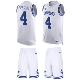 Wholesale Cheap Nike Cowboys #4 Dak Prescott White Men\'s Stitched NFL Limited Tank Top Suit Jersey