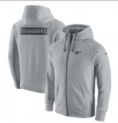 Wholesale Cheap Men's Seattle Seahawks Nike Ash Gridiron Gray 2.0 Full-Zip Hoodie