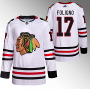 Wholesale Cheap Men's Chicago Blackhawks #17 Nick Foligno White Stitched Hockey Jersey