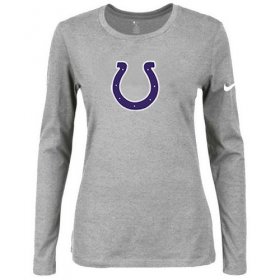 Wholesale Cheap Women\'s Nike Indianapolis Colts Of The City Long Sleeve Tri-Blend NFL T-Shirt Light Grey-2