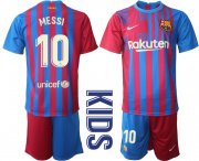 Wholesale Cheap Youth 2021-2022 Club Barcelona home red 10 Nike Soccer Jerseys1