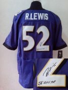 Wholesale Cheap Nike Ravens #52 Ray Lewis Purple Team Color Men's Stitched NFL Elite Autographed Jersey