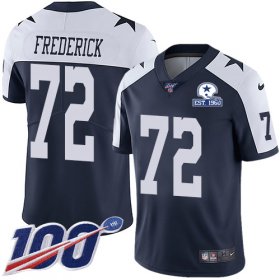 Wholesale Cheap Nike Cowboys #72 Travis Frederick Navy Blue Thanksgiving Men\'s Stitched With Established In 1960 Patch NFL 100th Season Vapor Untouchable Limited Throwback Jersey