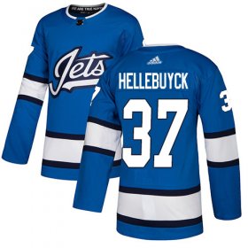 Wholesale Cheap Adidas Jets #37 Connor Hellebuyck Blue Alternate Authentic Stitched NHL Jersey
