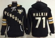 Wholesale Cheap Pittsburgh Penguins #71 Evgeni Malkin Black Women's Old Time Heidi NHL Hoodie