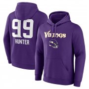 Cheap Men's Minnesota Vikings #99 Danielle Hunter Purple Team Wordmark Player Name & Number Pullover Hoodie