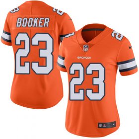Wholesale Cheap Nike Broncos #23 Devontae Booker Orange Women\'s Stitched NFL Limited Rush Jersey