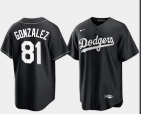 Wholesale Men\'s Los Angeles Dodgers #81 Victor Gonzalez Black Turn Back The Clock Stitched Cool Base Jersey